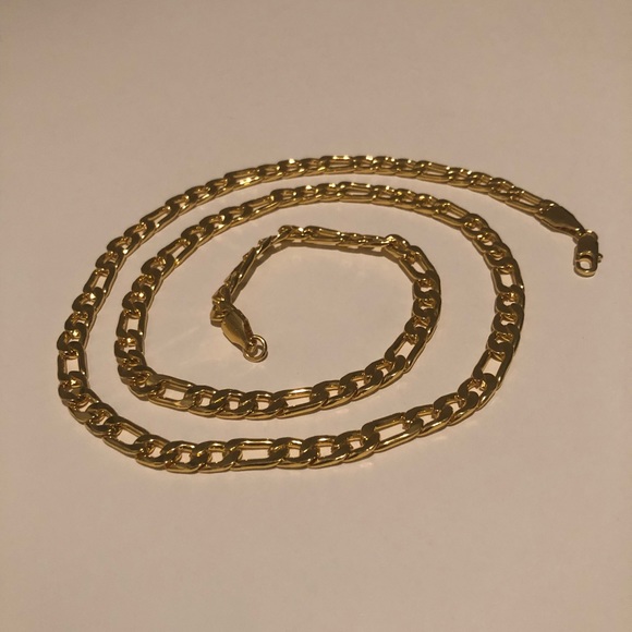25-26” Gold Plated Figaro Curb Chain Necklace - Picture 1 of 6